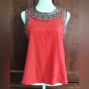 NWT Parker Red Sequined Sleeveless Blouse